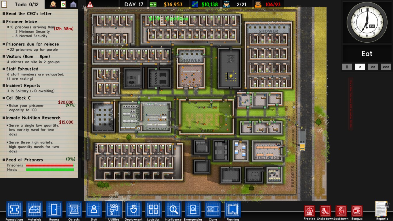 My new prison in the sandbox mode, after a couple of hours.