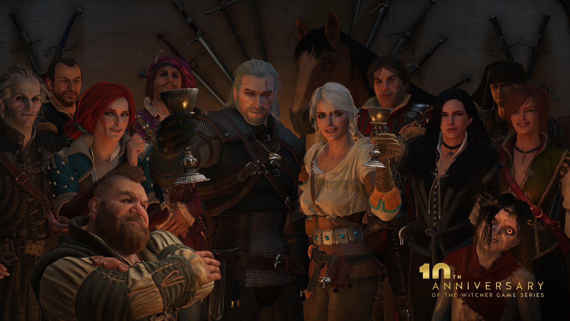 Characters from The Witcher games. (Image credit: Official Witcher wallpaper)