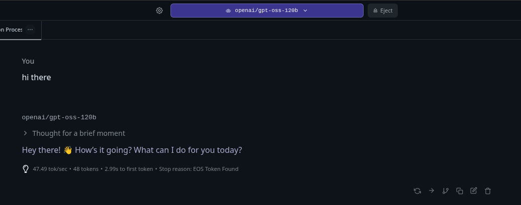 gpt oss 120b working at 50 tokens per second on Framework Desktop
