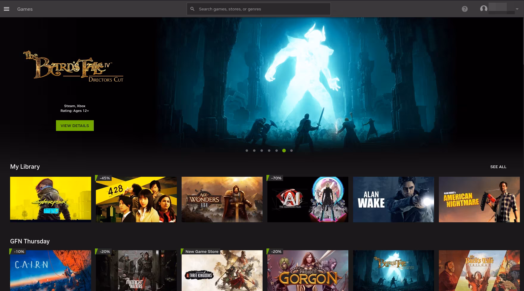 GeForce NOW Linux client interface