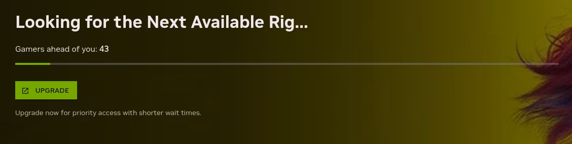 Geforce NOW: entering the queue