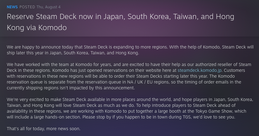 Steam Deck: You Can Finally Order it in Japan